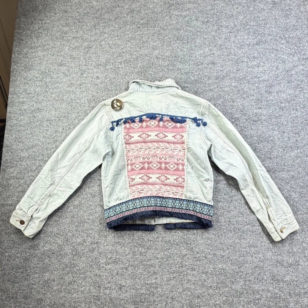 Denimland Paris Collection Jacket Distressed Collar Southwestern Tribal -‎ Small